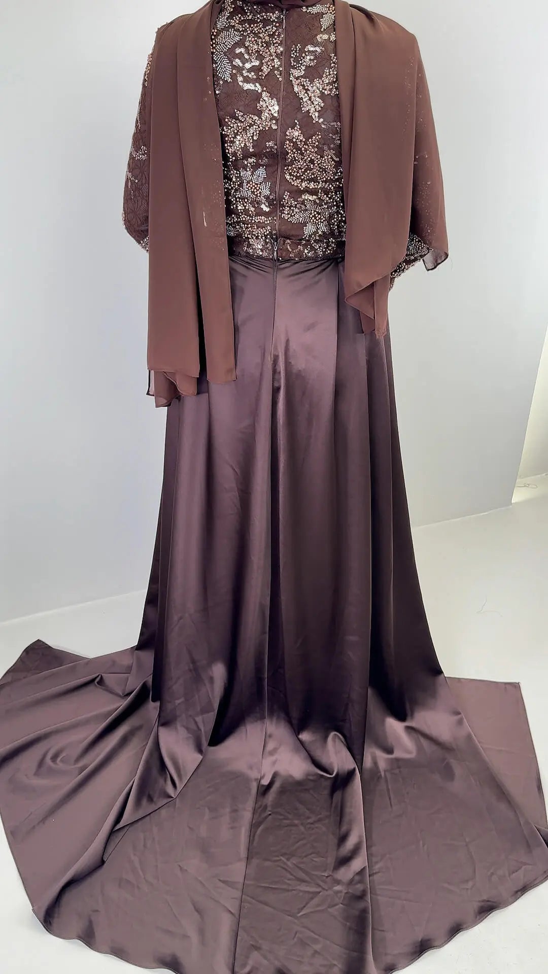 Azmia Evening dress Brown with Hijab