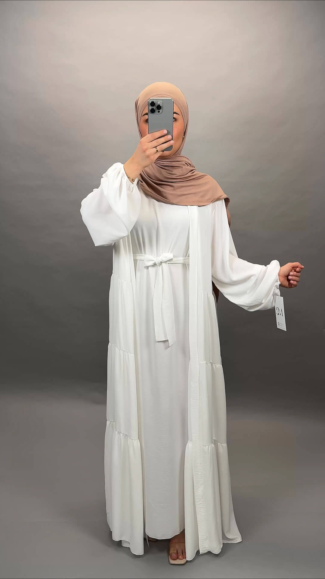 Senem Abaya bianco
