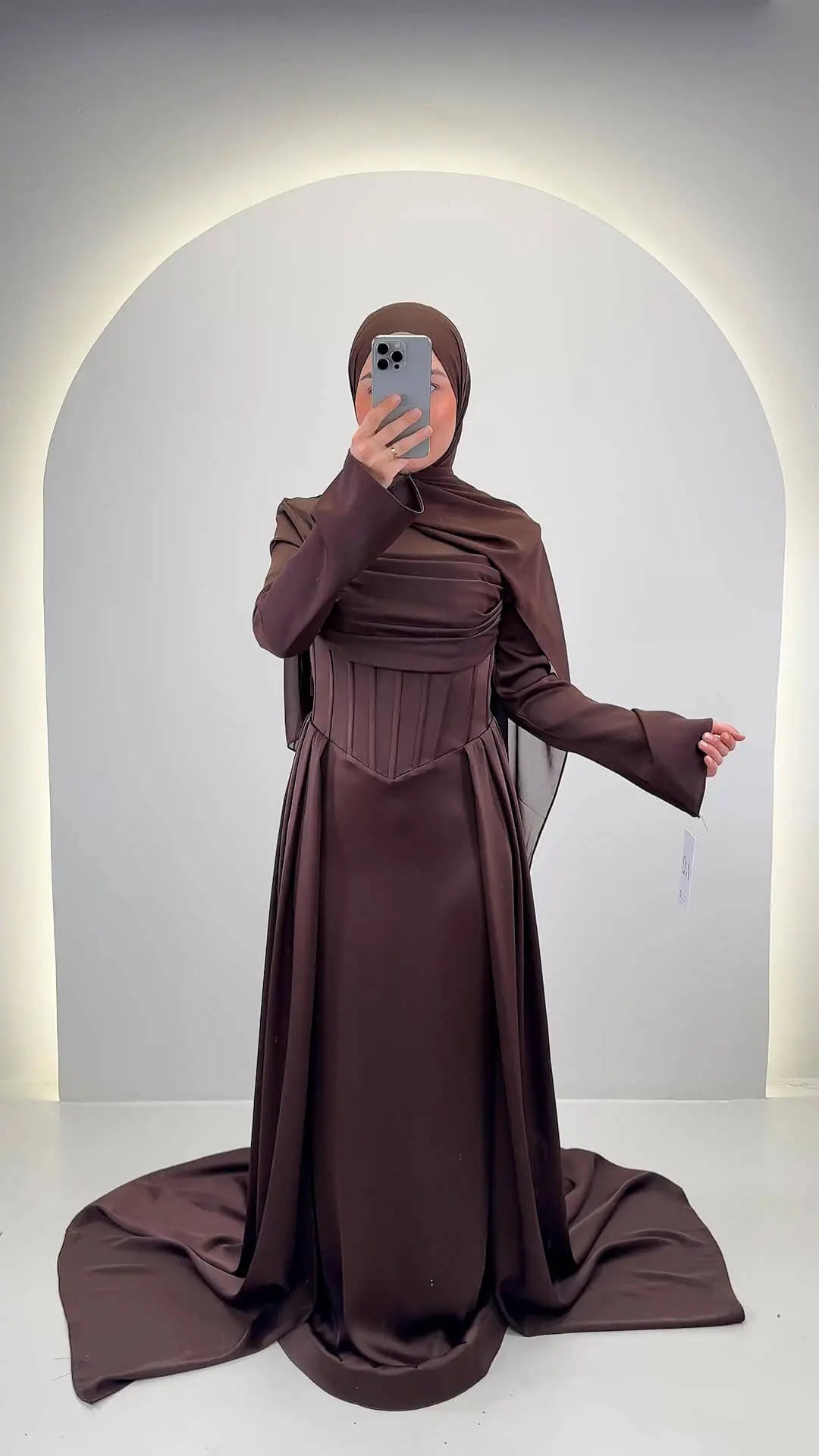 Uray Abito da sera marrone con Hijab