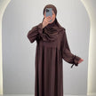 Mila Abaya Takım Khimar Kahverengi
