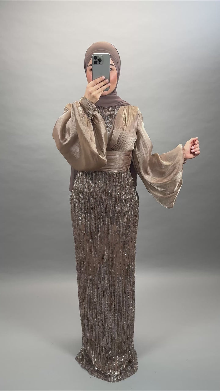 Robe de soirée Nilay taupe