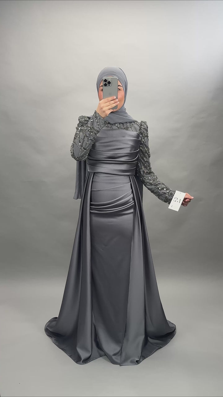 Robe de soirée Arzu gris