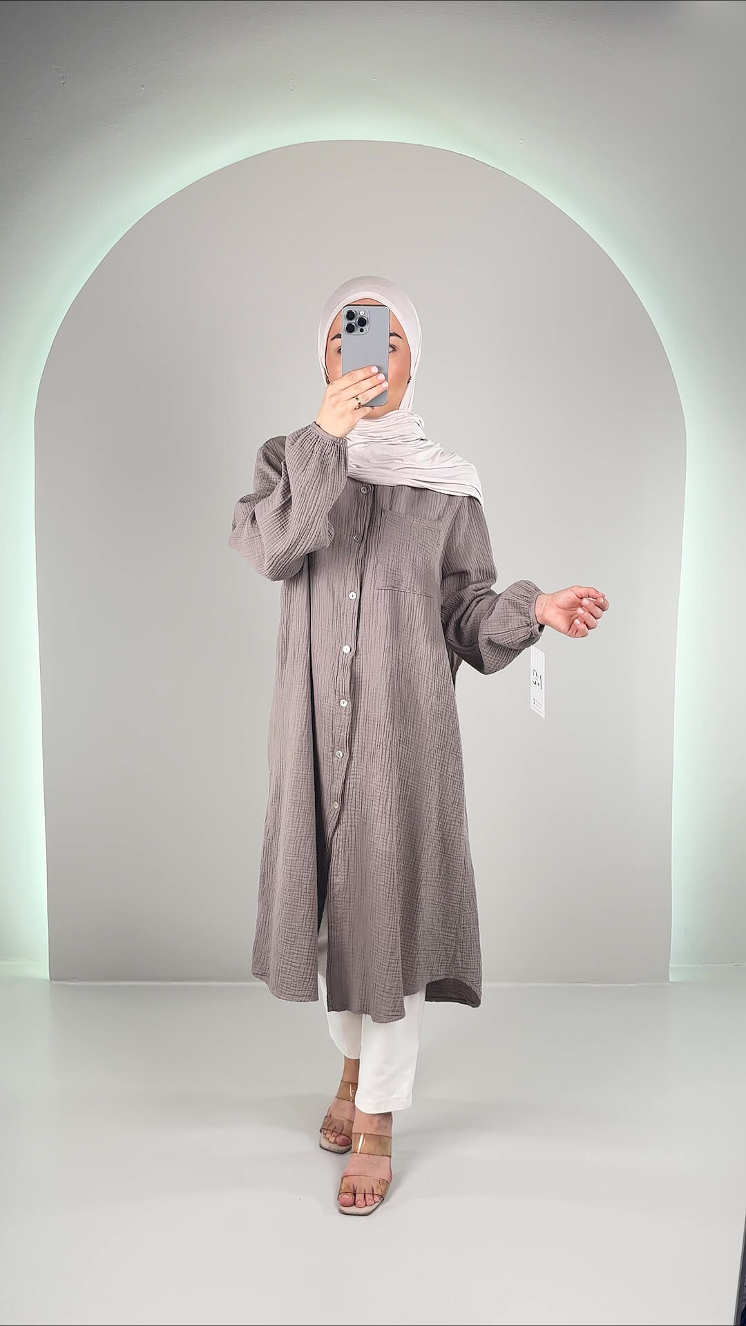 Yale Musselin Oberteil Taupe